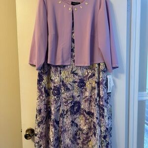 Perceptions Purple Floral Midi Dress with Jacket